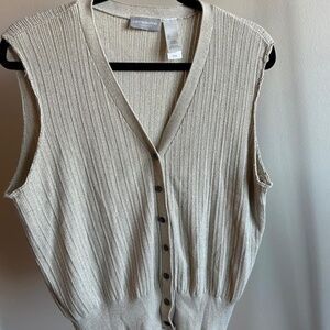 Beige Knit Liz Claiborne Button Down Vest